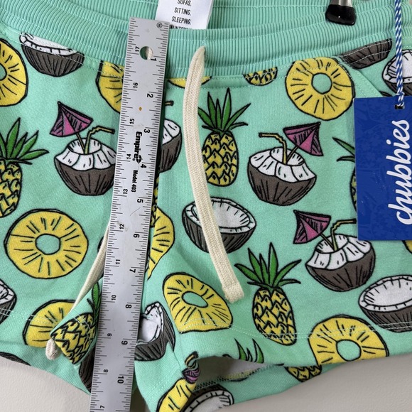 Chubbies Lounge Sweat Shorts Womens Small Green Go Coconuts Tropical Fruit NEW - Picture 12 of 14